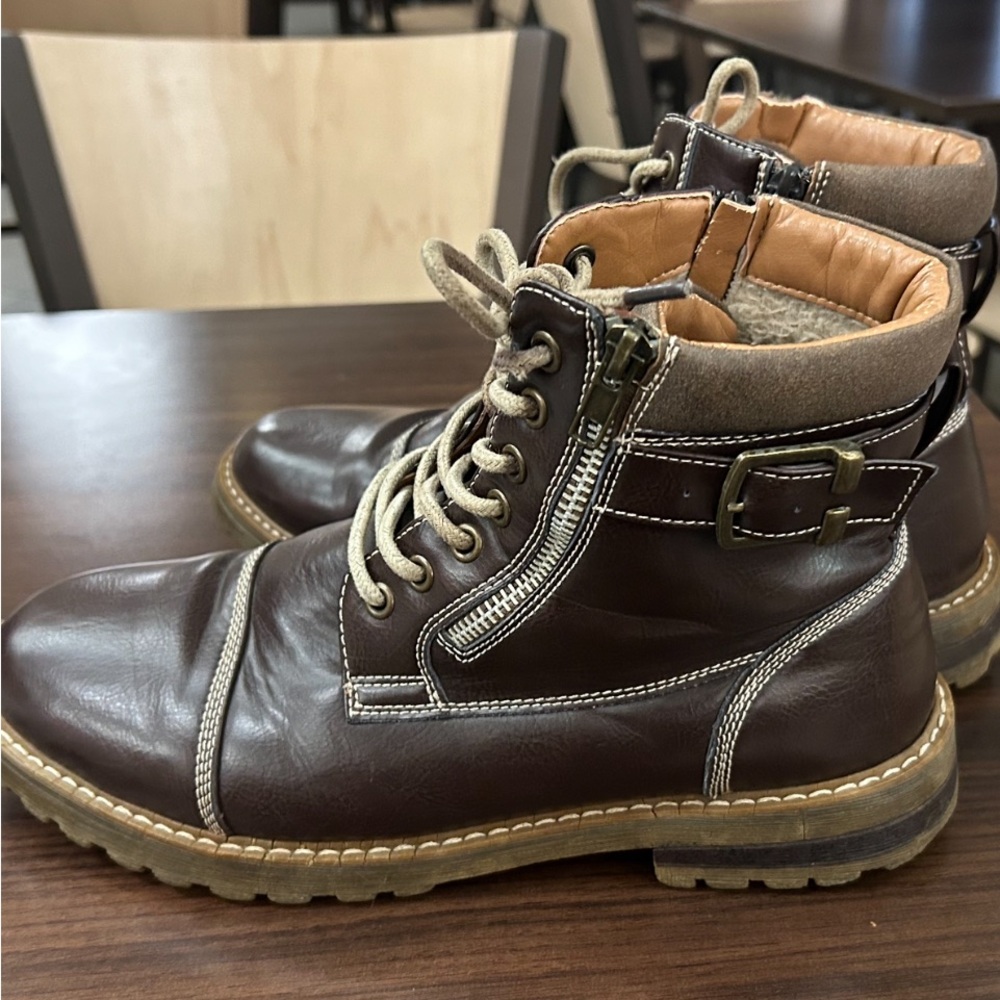Boots Bruno Marc Men's Dark Brown Leather Boots size 10 great condition
